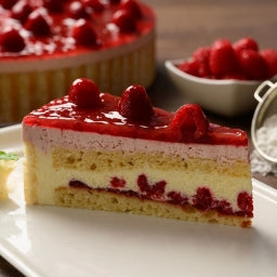 PRE ORDER -Raspberry & Clotted Cream Charlotte Pre-cut 100g (14 Portions)