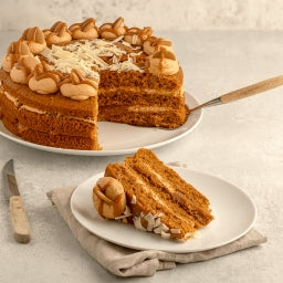 PRE ORDER - Blond Chocolate & Salted Caramel Cake (14 Portions) Pre-cut