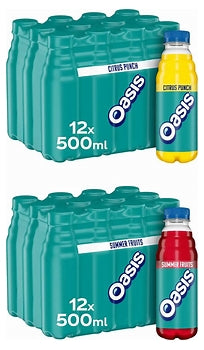 MULTIBUY: OASIS 12 x 500ml citrus punch AND summer fruits 12 x 500ml.
