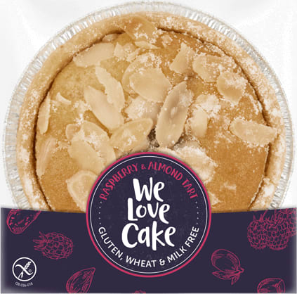 We Love Cake Gluten Free & Dairy Free Raspberry & Almond Tart Wrapped (12 Pack) - frozen
