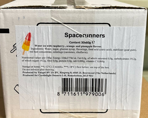 Space runner ice lollies 60g x 30